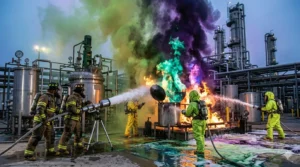 ทีมดับเพลิงฝึกหลักสูตร Chemical Fire การระงับเหตุเพลิงไหม้สารเคมีอันตรายและวิธีใช้สารดับเพลิงเฉพาะทาง (Special Extinguishing Agents) โดย TFGC